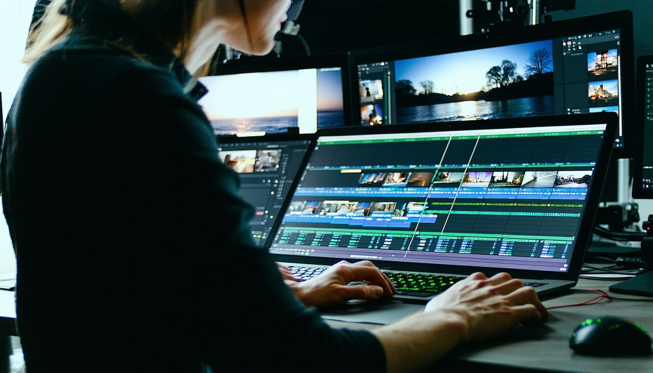 Professional Business Video Editing - Skilled editor working on a corporate video timeline